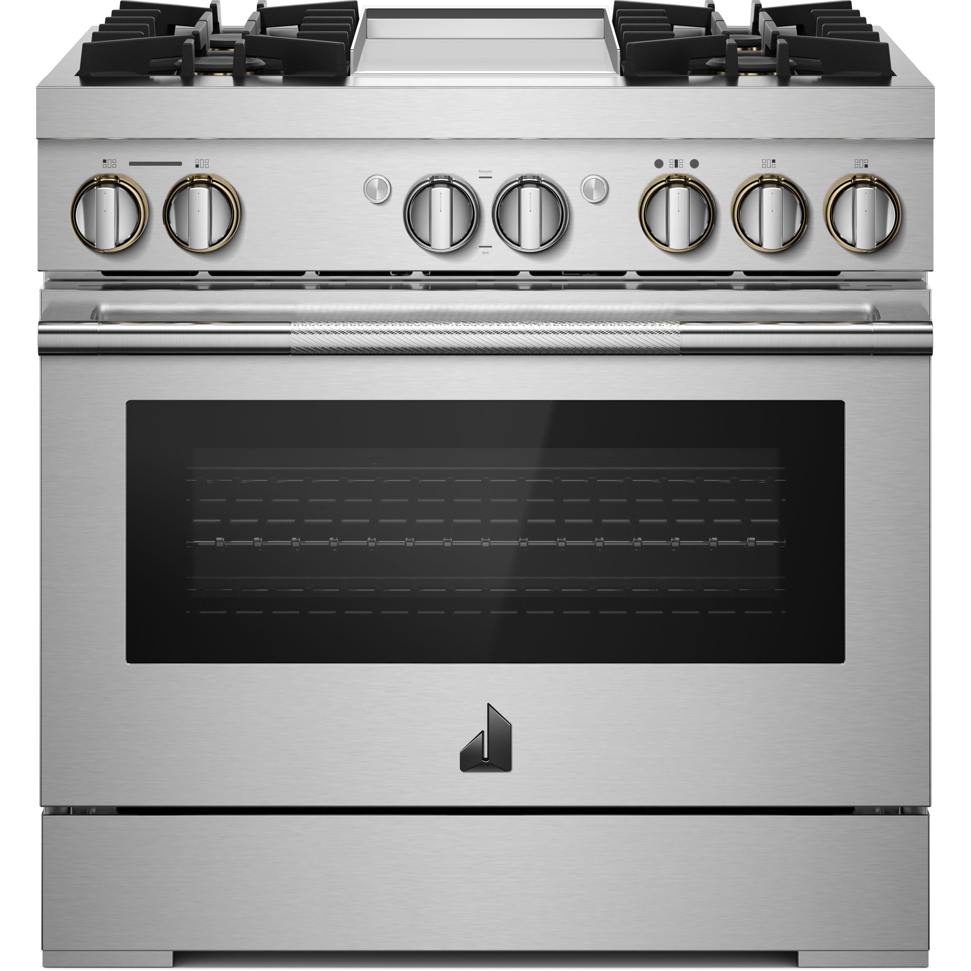 JennAir Rise 36-inch Professional-Style Dual-Fuel Range with Chrome-Infused Griddle JDRP536HL IMAGE 1