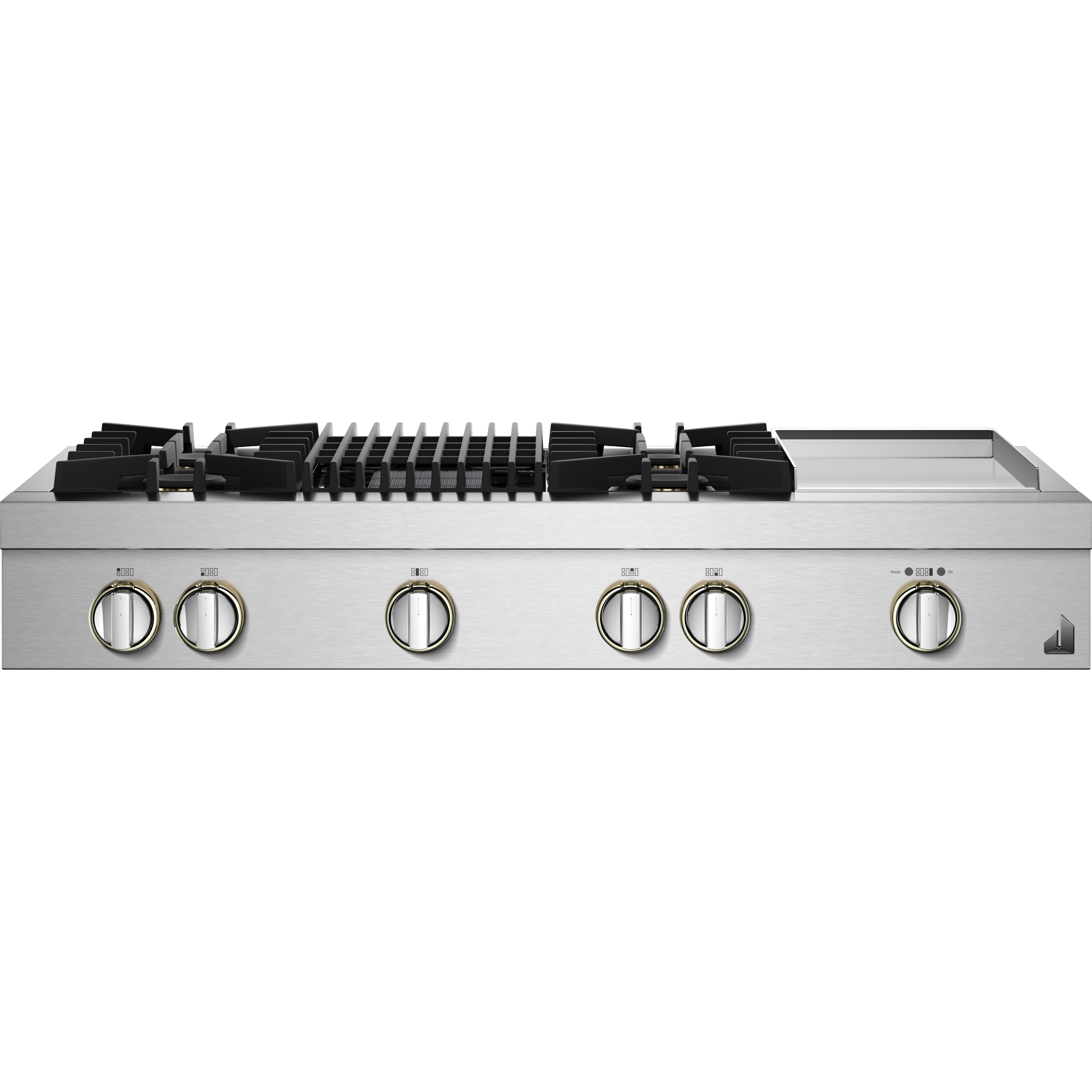JennAir Rise 48-inch Gas Rangetop with Chrome-Infused Griddle and Gas Grill JGCP748HL IMAGE 1