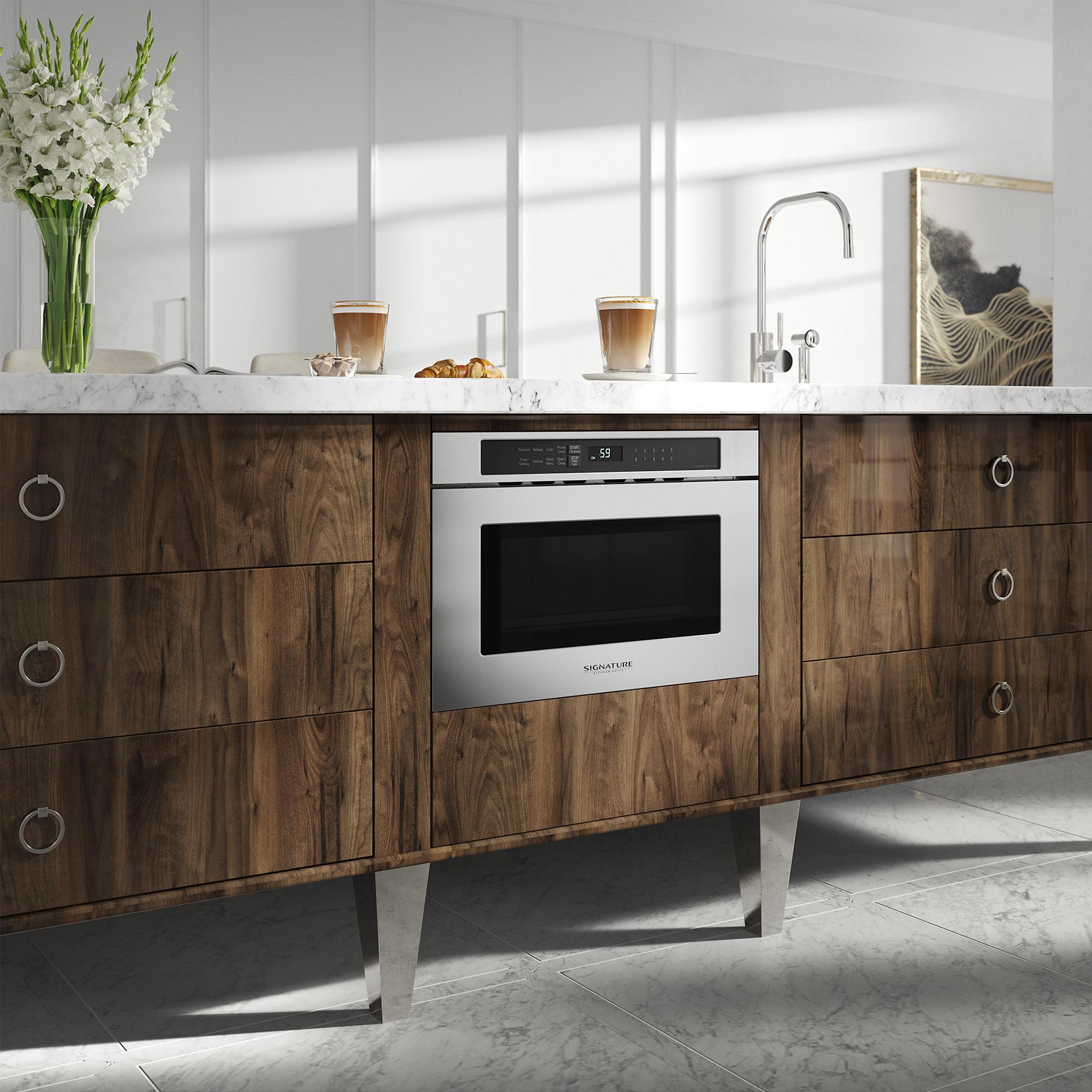 Signature Kitchen Suite 24-inch, 1.2 cu.ft. Built-in Microwave Drawer with Sensor Cooking SKSMD2401S IMAGE 5