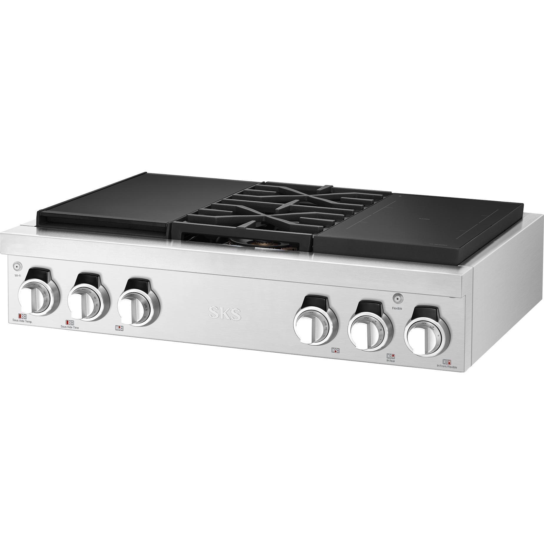 Signature Kitchen Suite 36-inch Dual Fuel Built-in Rangetop with Induction Technology SKSRT360SIS IMAGE 10