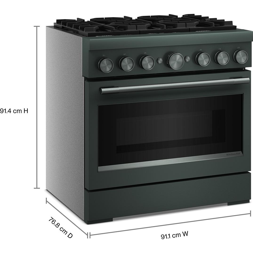 KitchenAid 36-inch, 5.1 cu. ft. Freestanding Commercial-Style Dual-Fuel Range with Even-Heat™ True Convection KFDS936SJP IMAGE 8