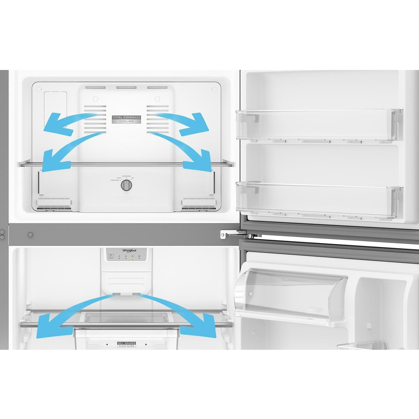 Whirlpool 29.5-inch, 19 Cu. Ft. Top Freezer Refrigerator with Total Coverage Cooling WRTX5419SW IMAGE 13