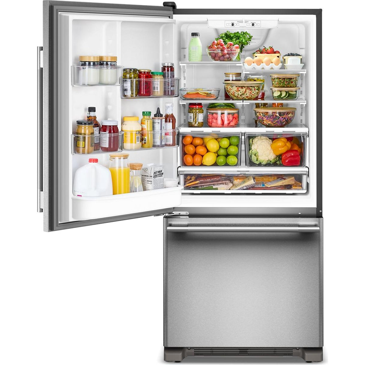 KitchenAid 30-inch, 18.7 cu. ft. Freestanding Bottom Freezer Refrigerator with Full-Width Pantry Drawer KRBL130SPS IMAGE 2