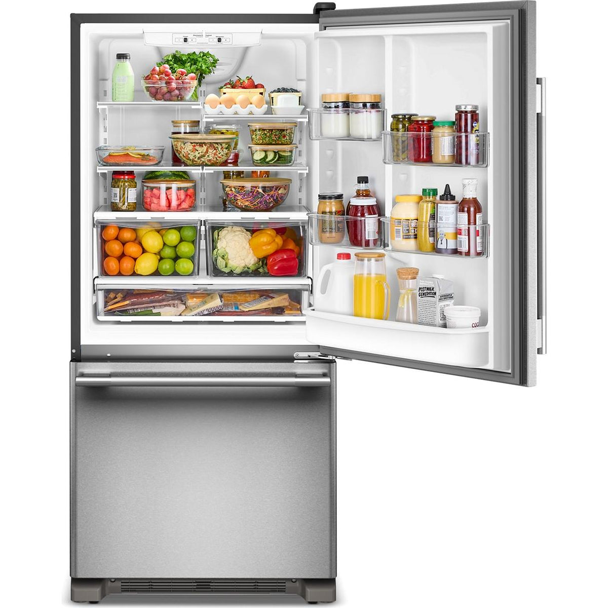 KitchenAid 30-inch, 18.7 cu. ft. Freestanding Bottom Freezer Refrigerator with Full-Width Pantry Drawer KRBR130SPS IMAGE 2