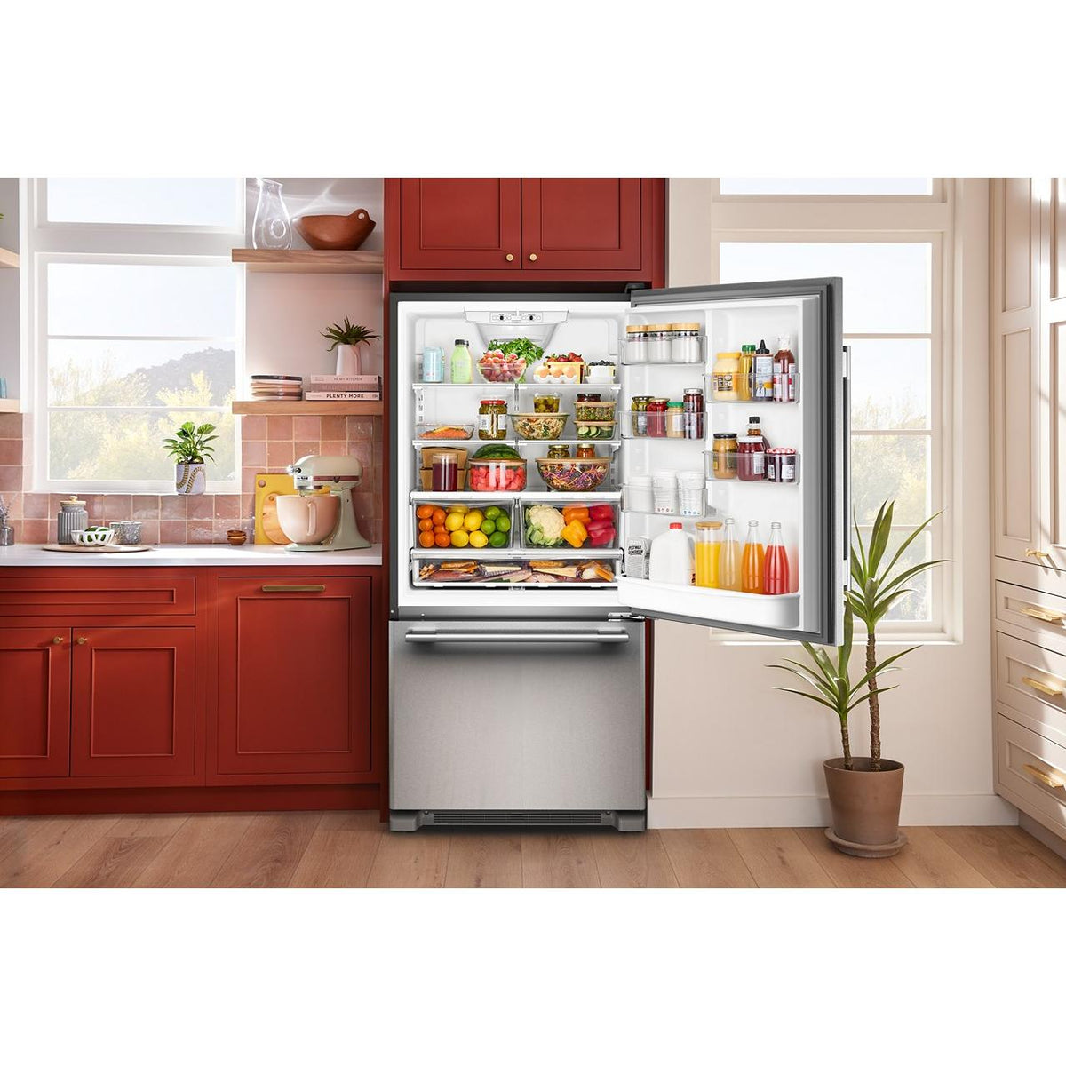 KitchenAid 33-inch, 22.1 cu. ft. Freestanding Bottom Freezer Refrigerator with Full-Width Pantry Drawer KRBR133SPS IMAGE 8