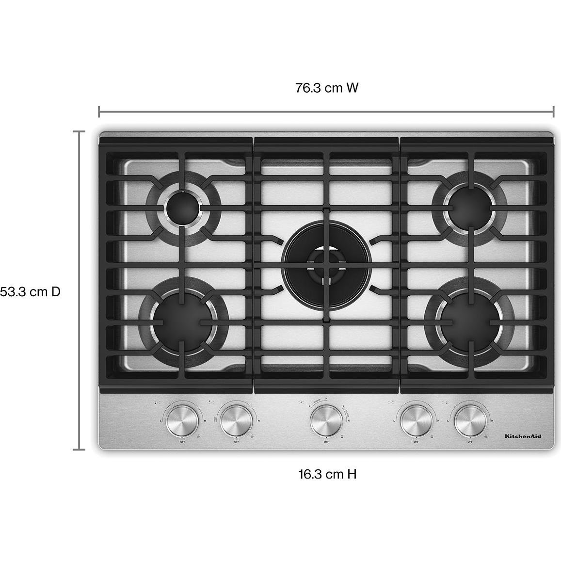 KitchenAid 30-inch Built-in Gas Cooktop with 5 Burners KCGK530SSS IMAGE 4