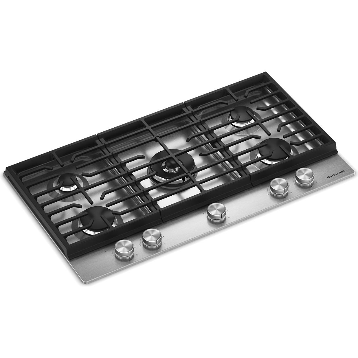 KitchenAid 36-inch Built-in Gas Cooktop with 5 Burners KCGK736SSS IMAGE 2