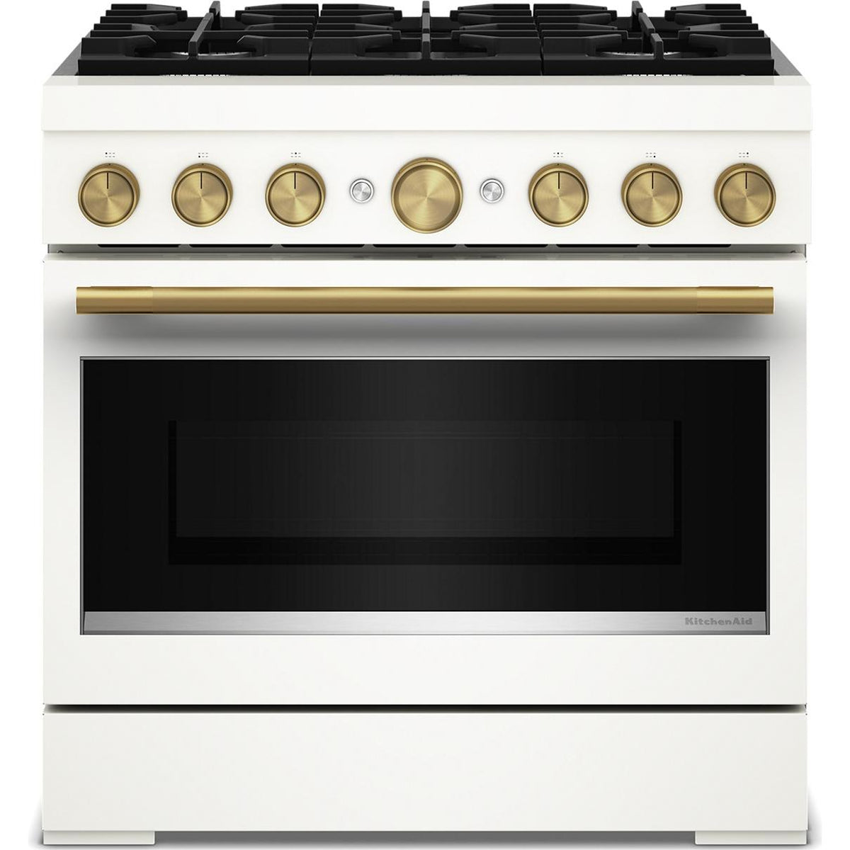 KitchenAid 36-inch, 5.1 cu. ft. Freestanding Commercial-Style Dual-Fuel Range with Even-Heat™ True Convection KFDS936SPL IMAGE 1