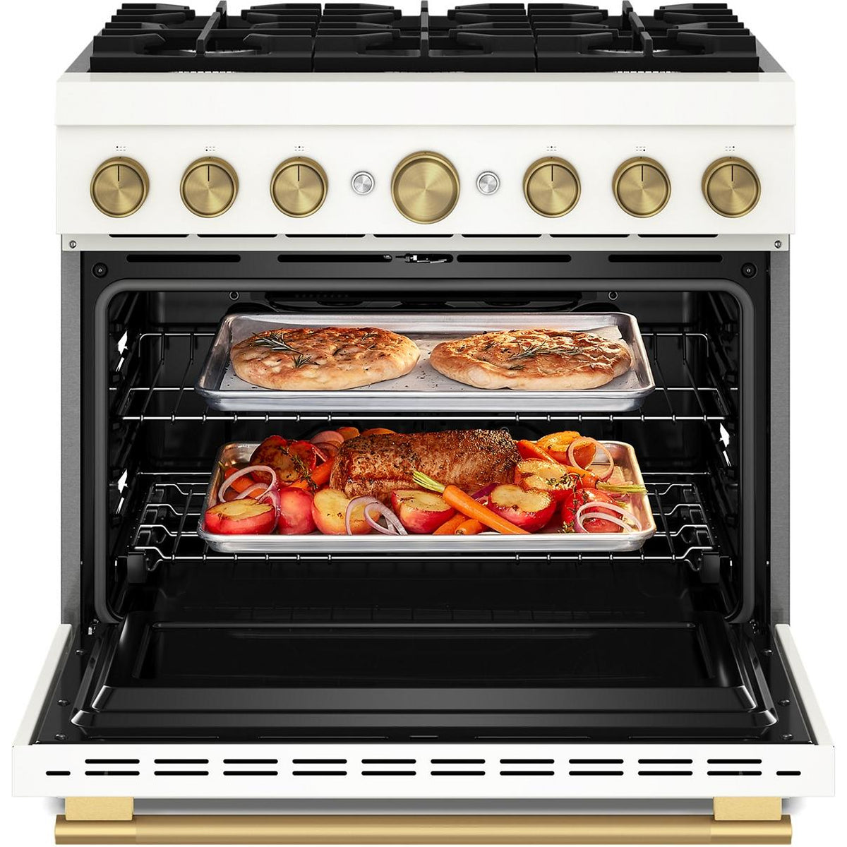 KitchenAid 36-inch, 5.1 cu. ft. Freestanding Commercial-Style Dual-Fuel Range with Even-Heat™ True Convection KFDS936SPL IMAGE 2