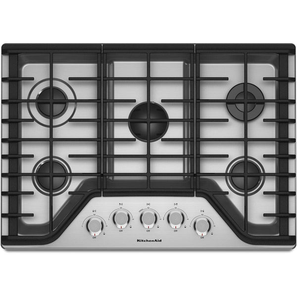  KitchenAid 30-inch Built-in Gas Cooktop with Even-Heat™ Burner KCGS350ESS IMAGE 1