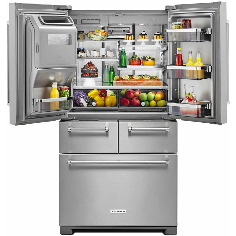  KitchenAid 36-inch, 25.8 cu. ft. French 5-Door Refrigerator with Ice and Water KRMF706ESS IMAGE 3