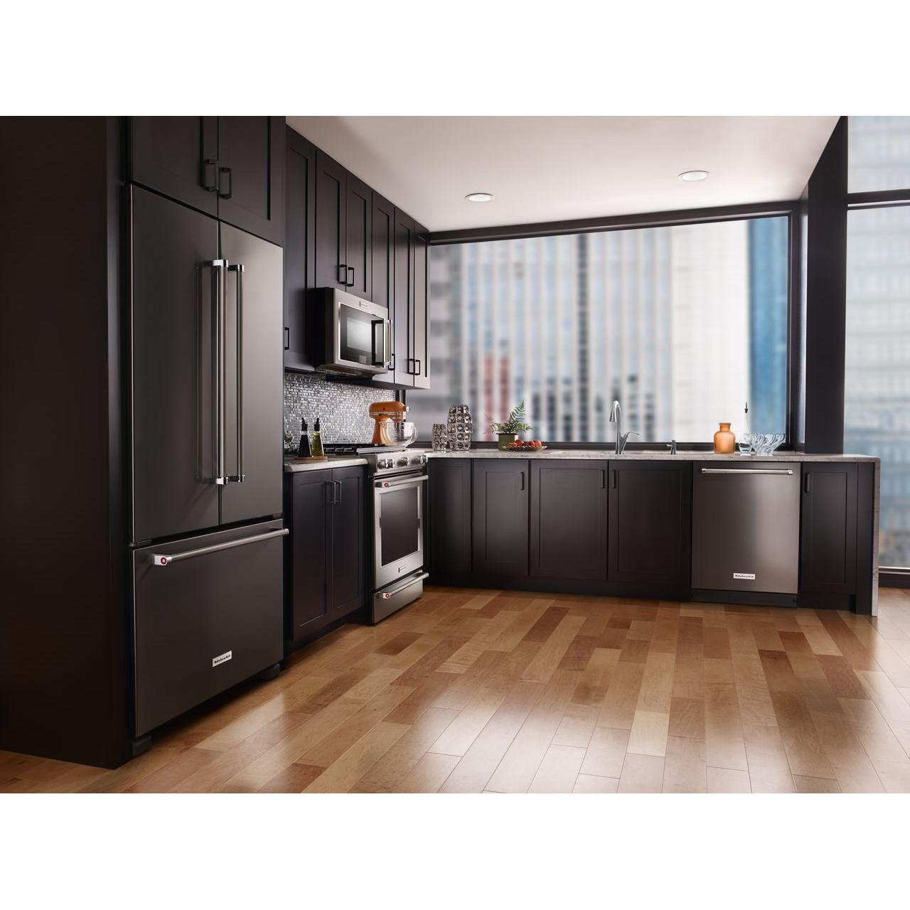  KitchenAid 36-inch, 22 cu.ft. Counter-Depth French 3-Door Refrigerator with Interior Water Dispenser KRFC302EBS IMAGE 3