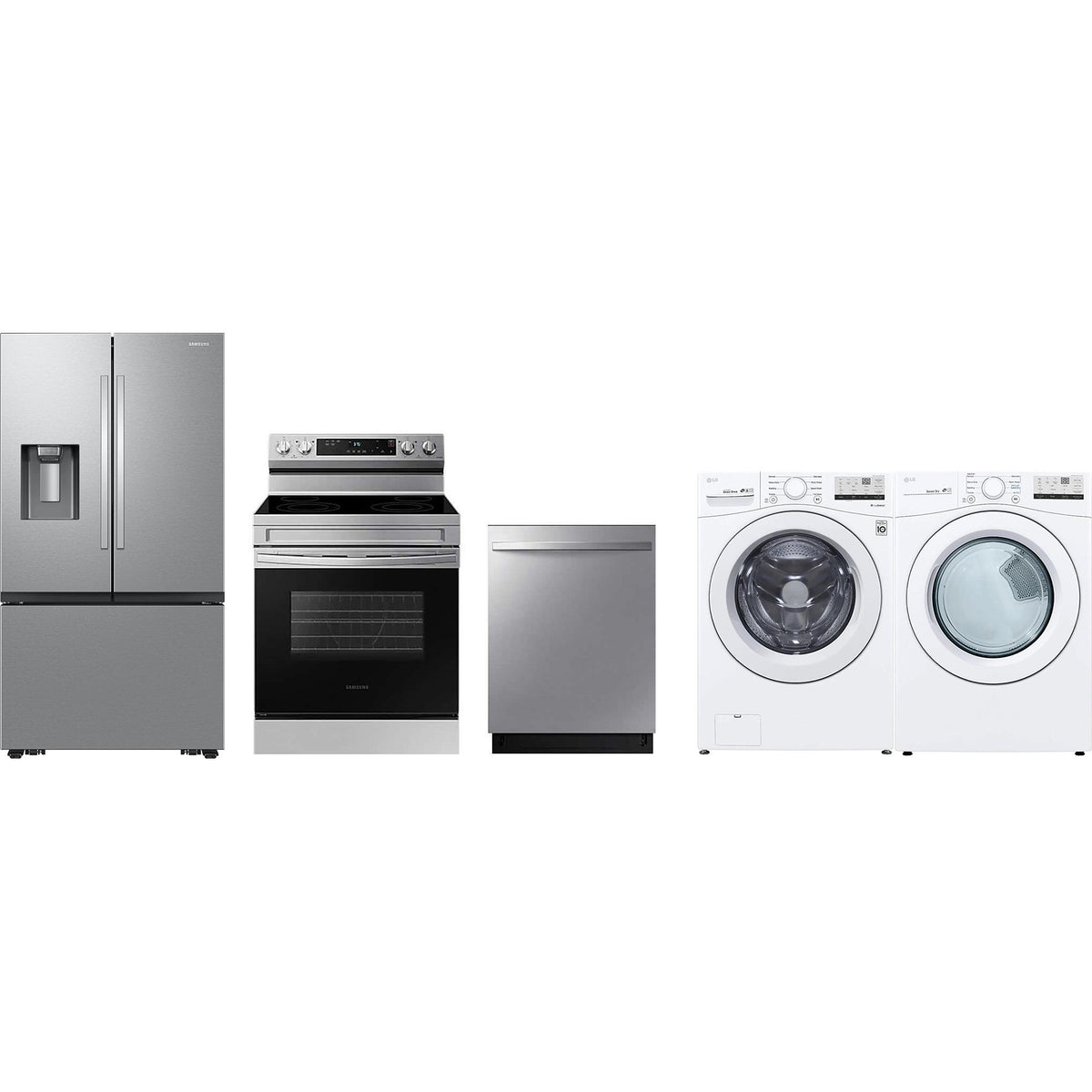  LG Kitchen RF27CG5B30SRAA, NE63A6111SS, DW80CG4021SR, WM3400CW, DLE3400W IMAGE 1