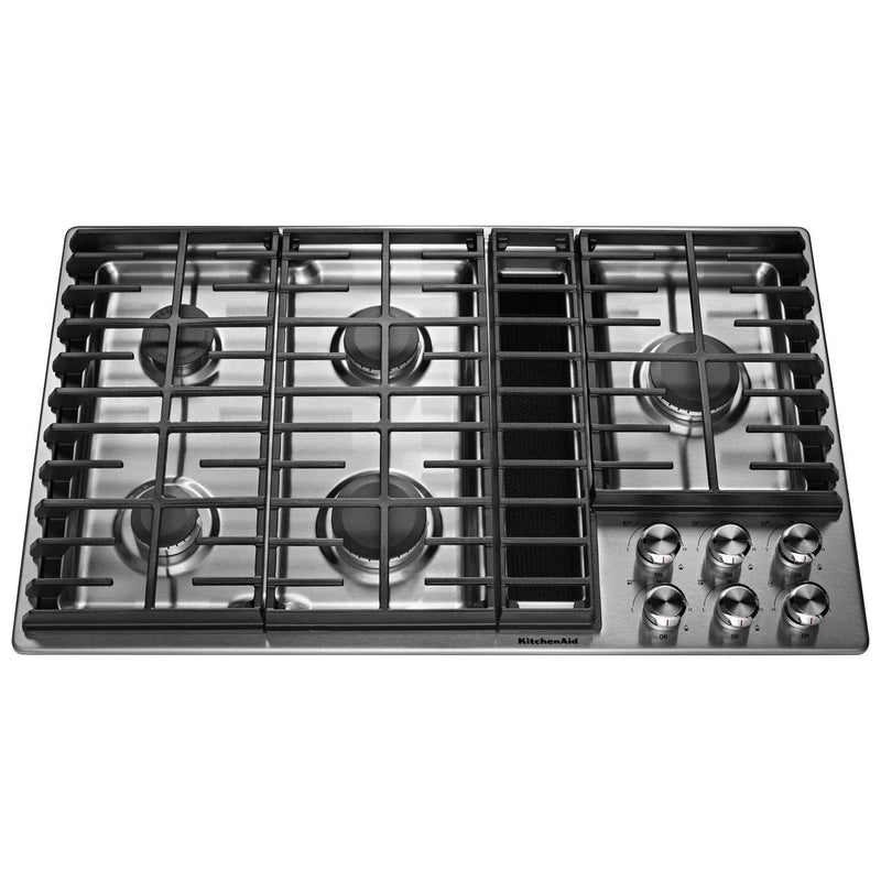  KitchenAid 36-inch Built-in Gas Cooktop with Downdraft KCGD506GSS IMAGE 1