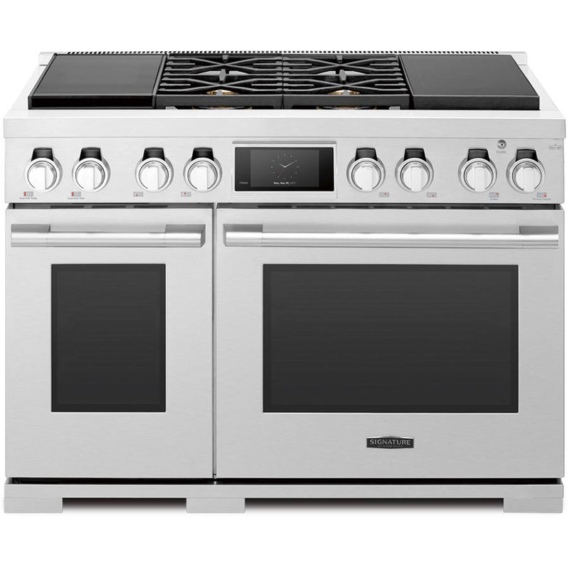  Signature Kitchen Suite 48-inch Freestanding Dual-Fuel Range with Sous Vide SKSDR480SIS IMAGE 1