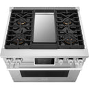  Signature Kitchen Suite 36-inch Freestanding Dual-Fuel Range with Steam-Assist Oven SKSDR360GS IMAGE 4