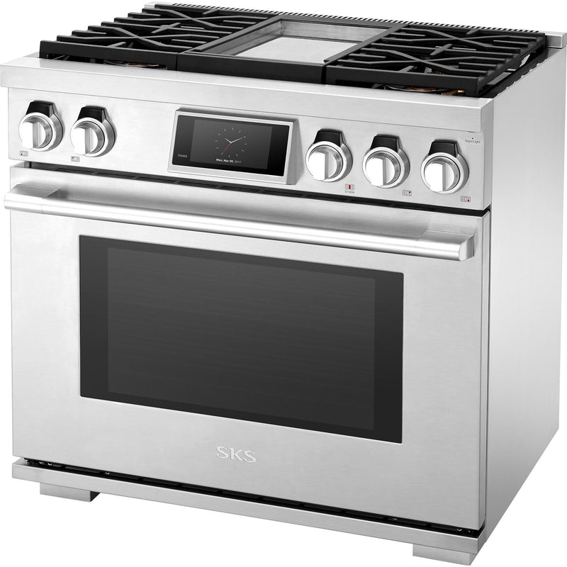  Signature Kitchen Suite 36-inch Freestanding Dual-Fuel Range with Steam-Assist Oven SKSDR360GS IMAGE 5