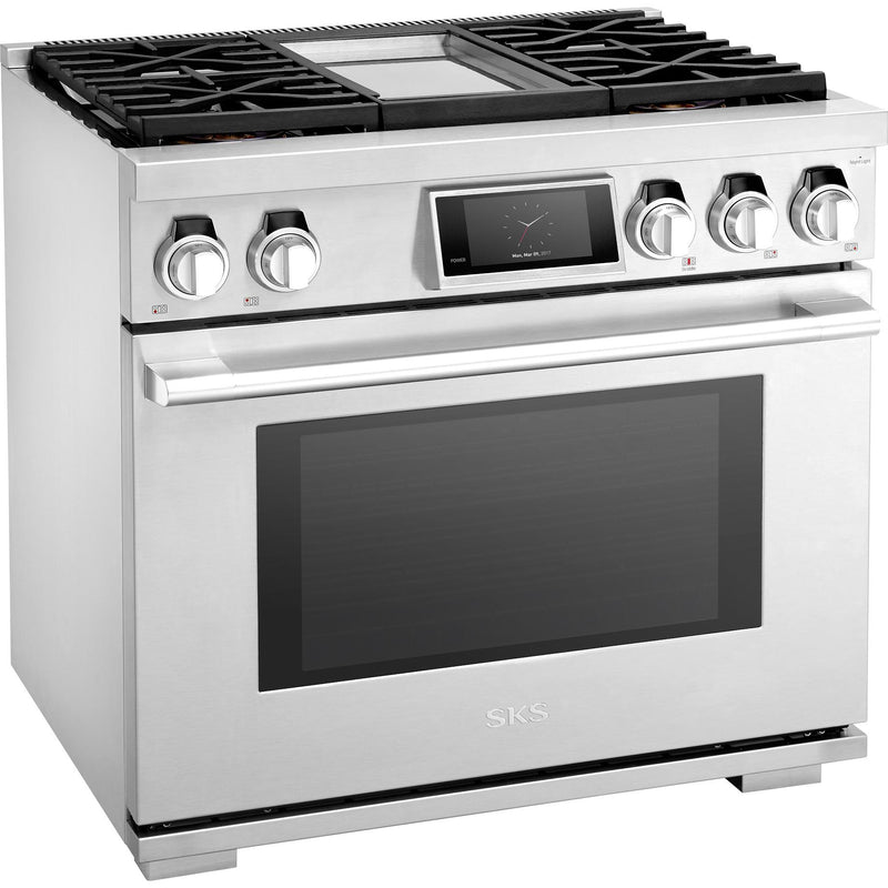  Signature Kitchen Suite 36-inch Freestanding Dual-Fuel Range with Steam-Assist Oven SKSDR360GS IMAGE 6