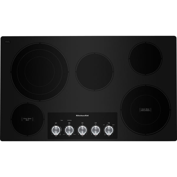  KitchenAid 36-inch Built-in Electric Cooktop with Even-Heat™ Ultra Power™ Element KCES556HBL IMAGE 1