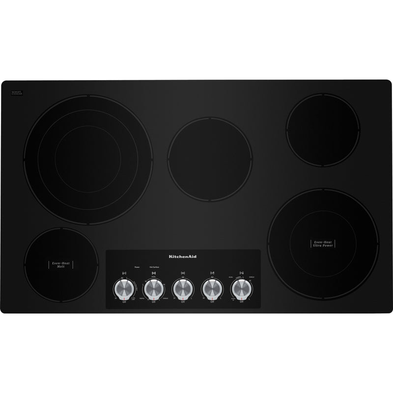  KitchenAid 36-inch Built-in Electric Cooktop with Even-Heat™ Ultra Power™ Element KCES556HBL IMAGE 1