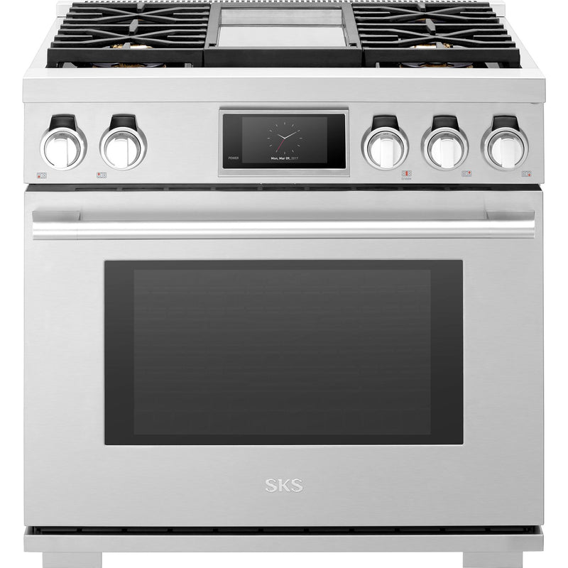  Signature Kitchen Suite 36-inch Freestanding Gas Range with Wi-Fi Connectivity SKSGR360GS IMAGE 1