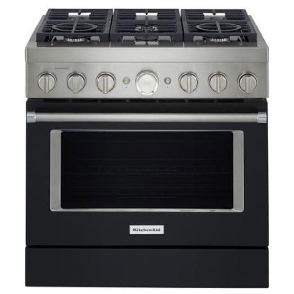 KitchenAid 36-inch Freestanding Gas Range with Even-Heat™ True Convection KFGC506JBK IMAGE 1