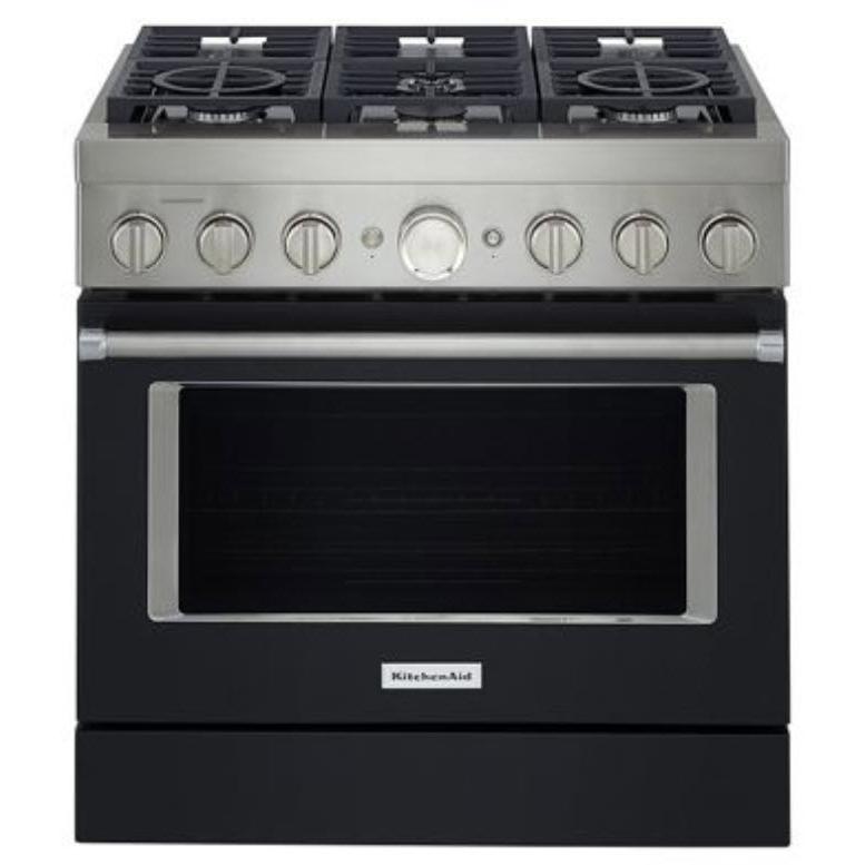  KitchenAid 36-inch Freestanding Gas Range with Even-Heat™ True Convection KFGC506JBK IMAGE 1