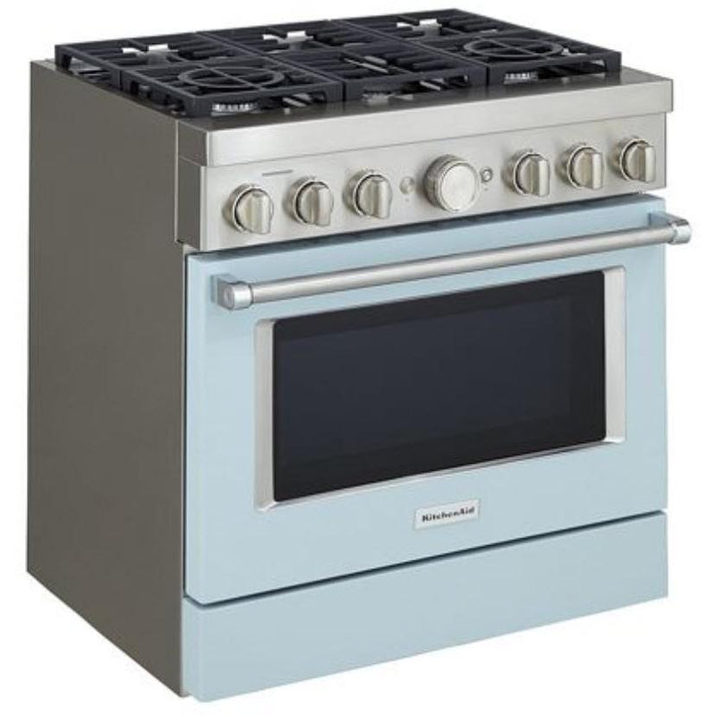  KitchenAid 36-inch Freestanding Gas Range with Even-Heat™ True Convection KFGC506JMB IMAGE 2