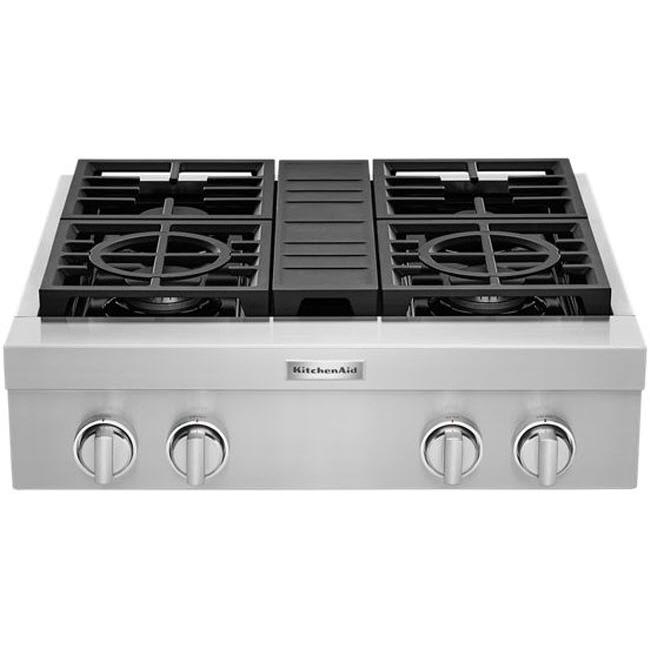  KitchenAid 30-inch Built-in Gas Rangetop with Ultra Power™ Dual-Flame Burners KCGC500JSS IMAGE 1