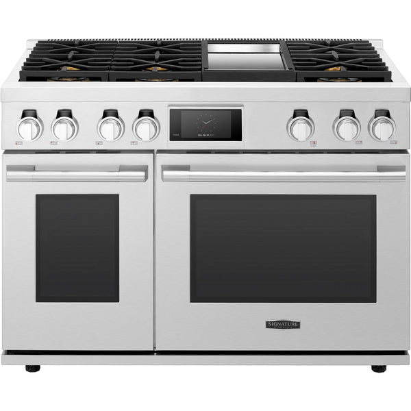  Signature Kitchen Suite 48-inch Freestanding Dual-Fuel Range with Wi-Fi Connectivity SKSDR480GS IMAGE 1