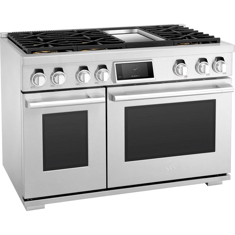  Signature Kitchen Suite 48-inch Freestanding Dual-Fuel Range with Wi-Fi Connectivity SKSDR480GS IMAGE 3