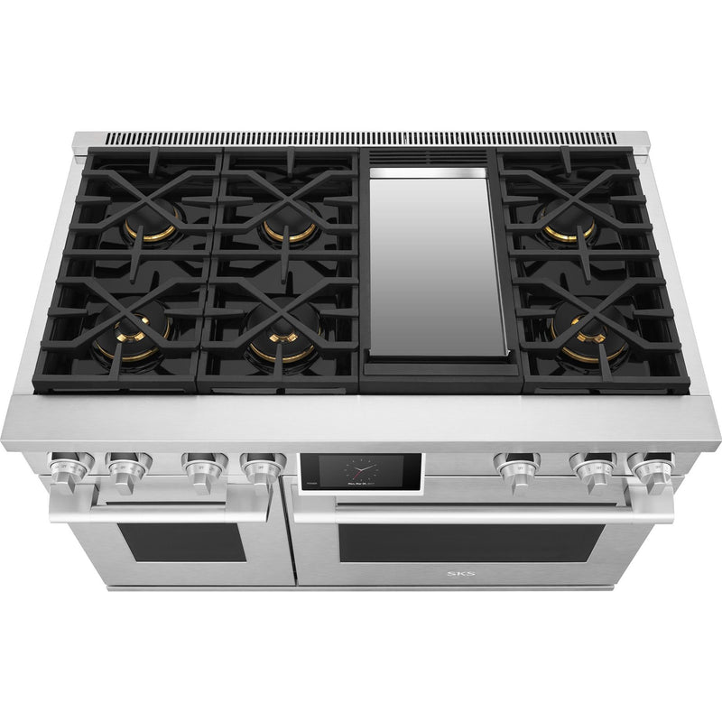  Signature Kitchen Suite 48-inch Freestanding Dual-Fuel Range with Wi-Fi Connectivity SKSDR480GS IMAGE 5