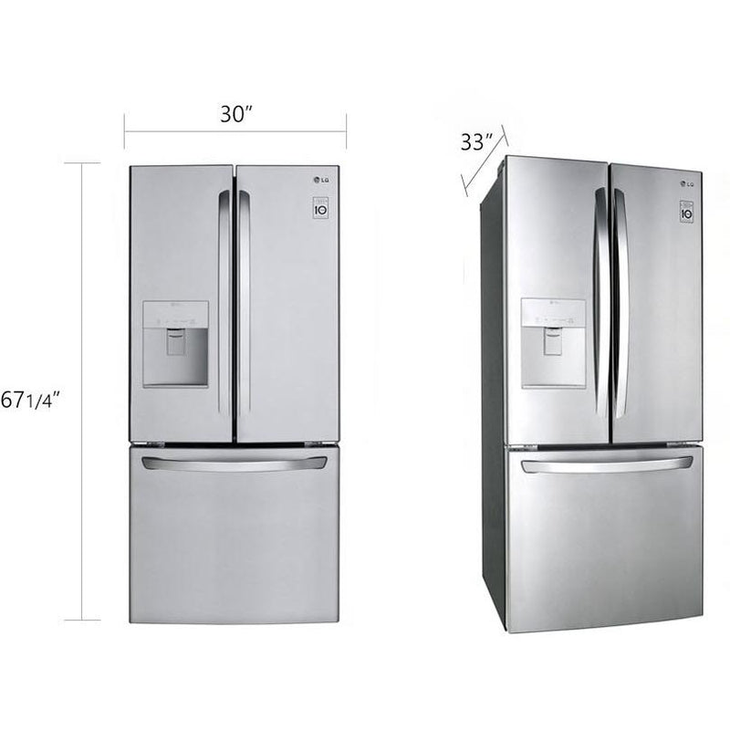  LG 30-inch, 21.8 cu.ft. Freestanding French 3-Door Refrigerator with External Water Dispensing System LRFWS2200S IMAGE 16