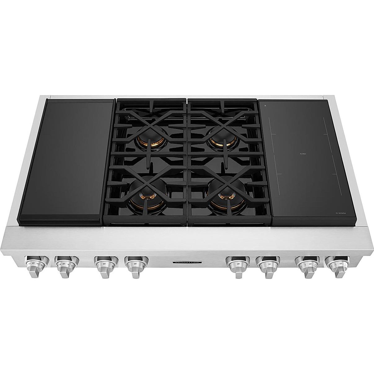  Signature Kitchen Suite 48-inch Dual Fuel Built-in Rangetop with Induction Technology SKSRT480SIS IMAGE 2