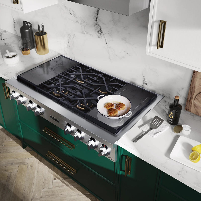  Signature Kitchen Suite 48-inch Dual Fuel Built-in Rangetop with Induction Technology SKSRT480SIS IMAGE 6