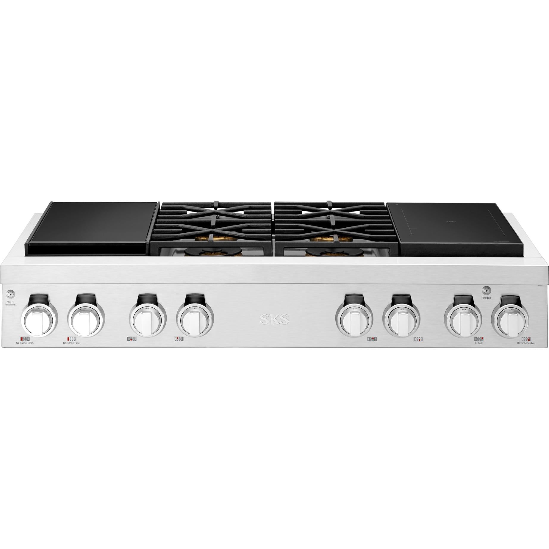  Signature Kitchen Suite 48-inch Dual Fuel Built-in Rangetop with Induction Technology SKSRT480SIS IMAGE 7