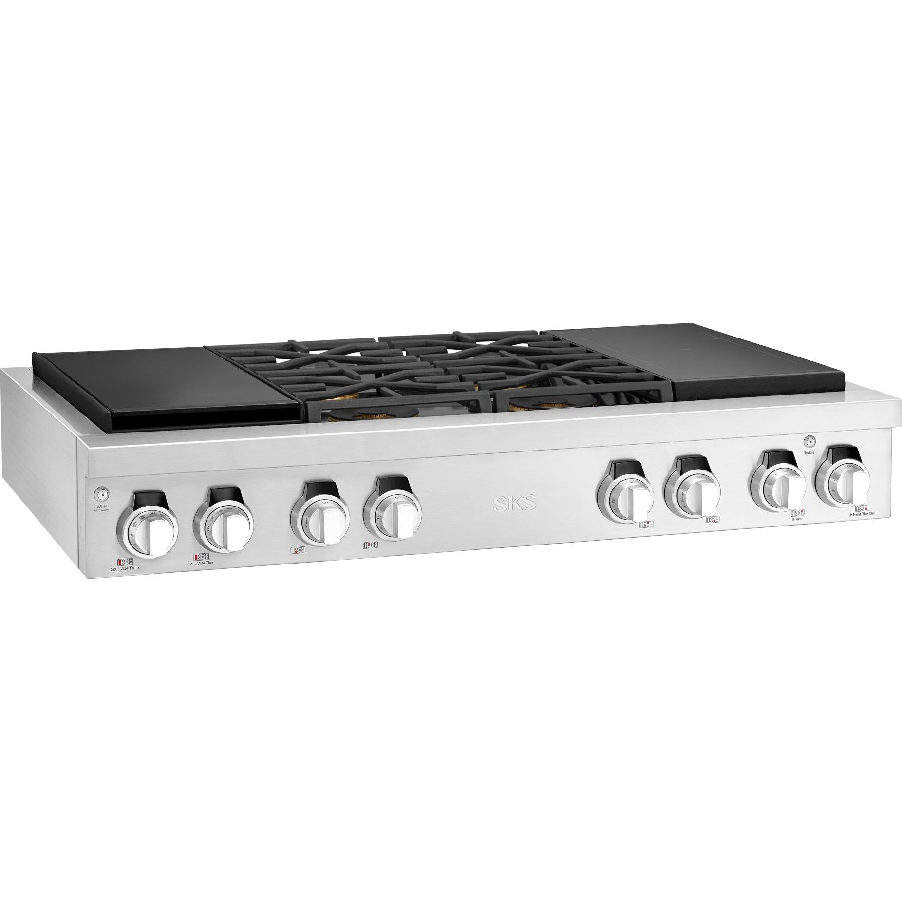  Signature Kitchen Suite 48-inch Dual Fuel Built-in Rangetop with Induction Technology SKSRT480SIS IMAGE 8