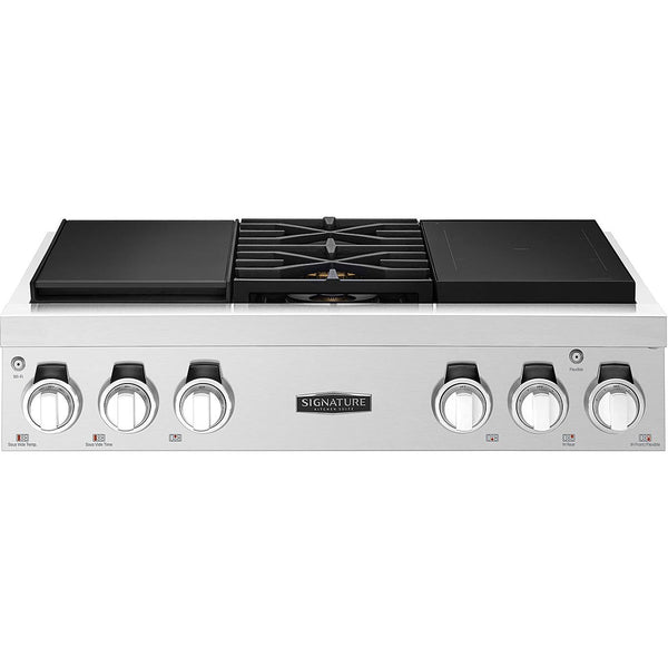 Signature Kitchen Suite 36-inch Dual Fuel Built-in Rangetop with Induction Technology SKSRT360SIS IMAGE 1