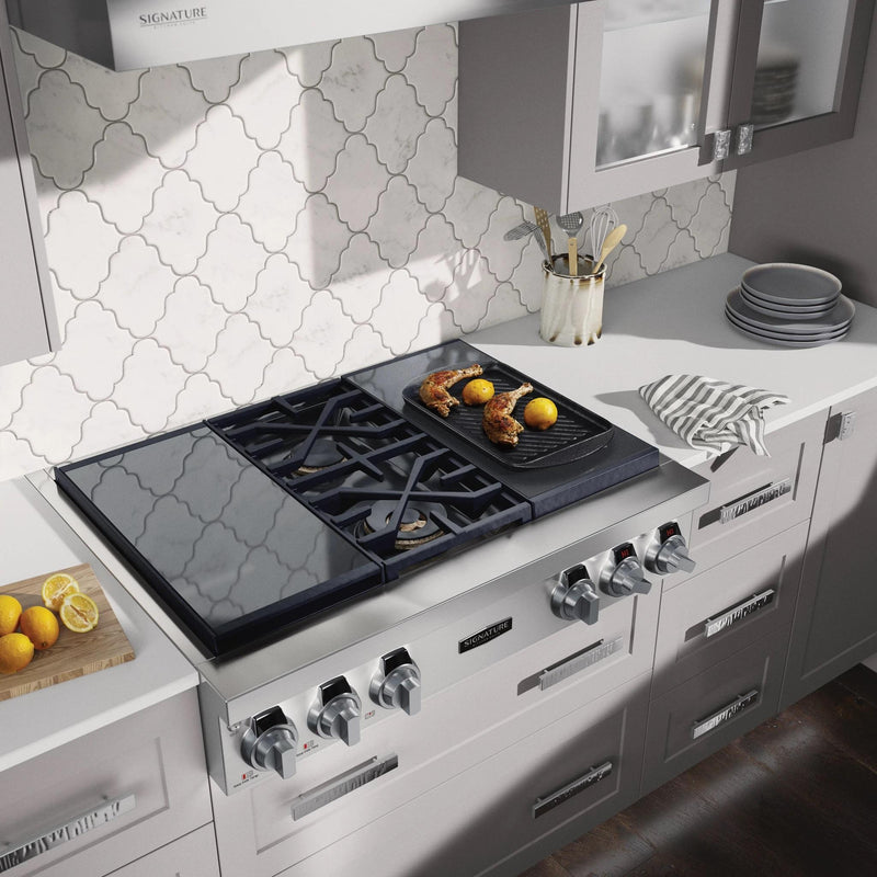  Signature Kitchen Suite 36-inch Dual Fuel Built-in Rangetop with Induction Technology SKSRT360SIS IMAGE 3