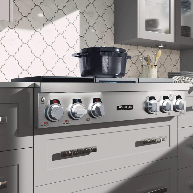  Signature Kitchen Suite 36-inch Dual Fuel Built-in Rangetop with Induction Technology SKSRT360SIS IMAGE 4