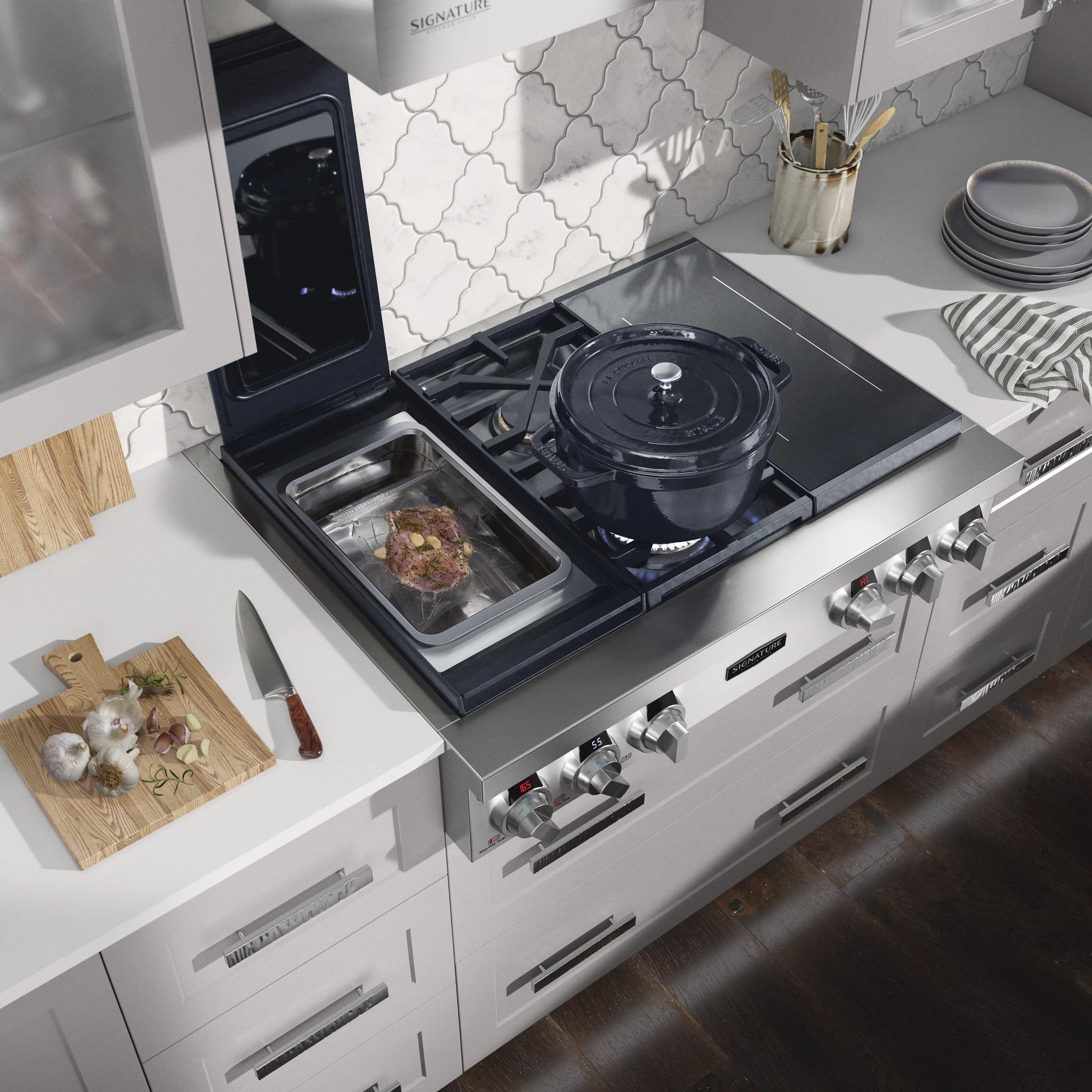  Signature Kitchen Suite 36-inch Dual Fuel Built-in Rangetop with Induction Technology SKSRT360SIS IMAGE 5
