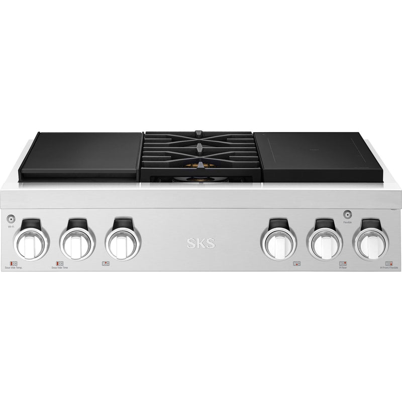  Signature Kitchen Suite 36-inch Dual Fuel Built-in Rangetop with Induction Technology SKSRT360SIS IMAGE 8