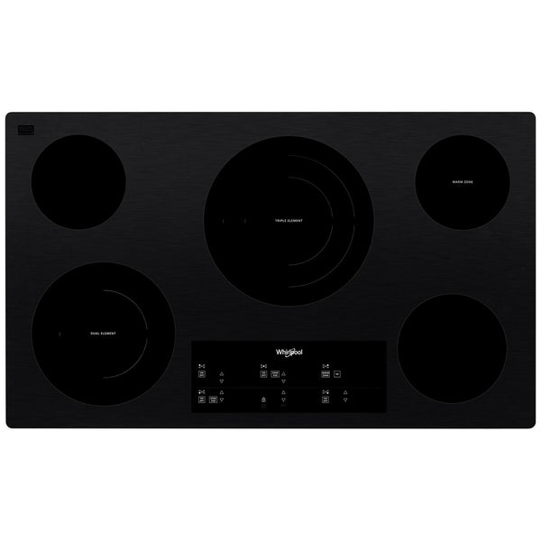  Whirlpool 36-inch, Built-in Electric Cooktop with FlexHeat™ Element WCE97US6KB IMAGE 1