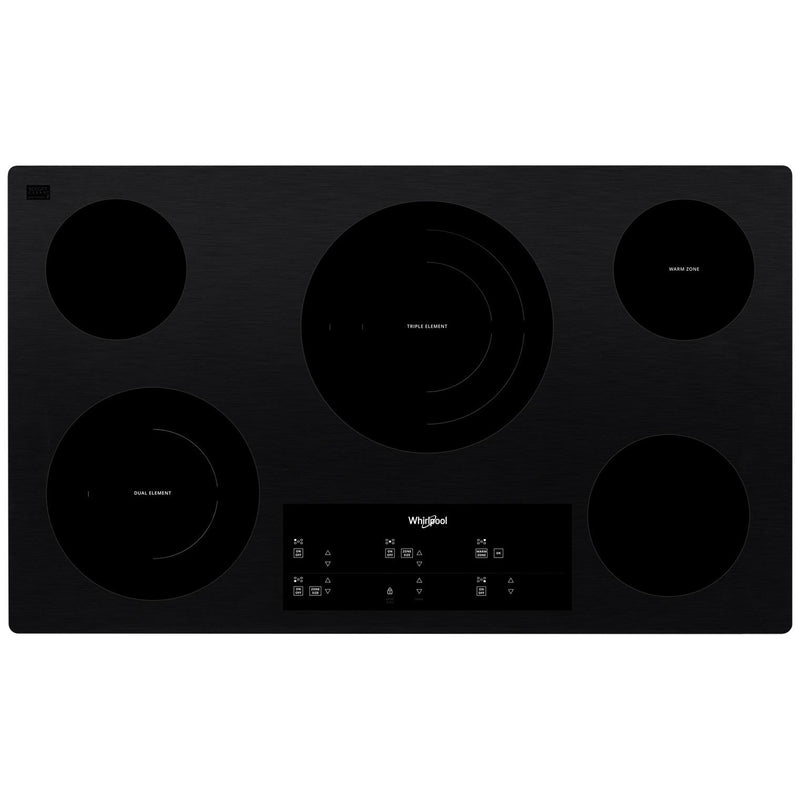  Whirlpool 36-inch, Built-in Electric Cooktop with FlexHeat™ Element WCE97US6KB IMAGE 1