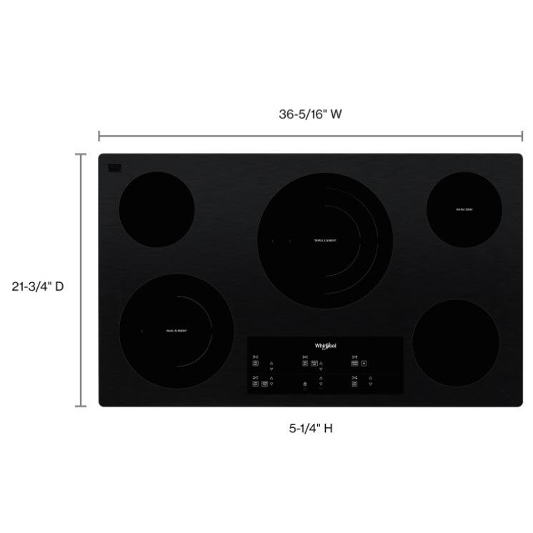  Whirlpool 36-inch, Built-in Electric Cooktop with FlexHeat™ Element WCE97US6KB IMAGE 2
