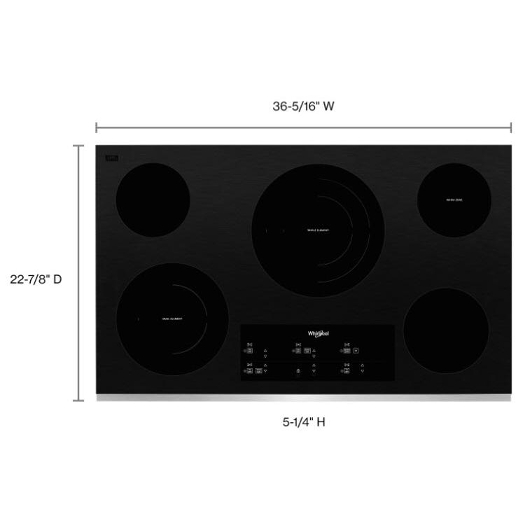  Whirlpool 36-inch, Built-in Electric Cooktop with FlexHeat™ Element WCE97US6KS IMAGE 3