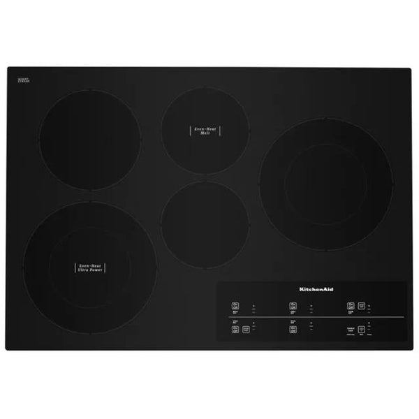  KitchenAid 30-inch Built-In Electric Cooktop with Even-Heat™ Technology KCES950KBL IMAGE 1