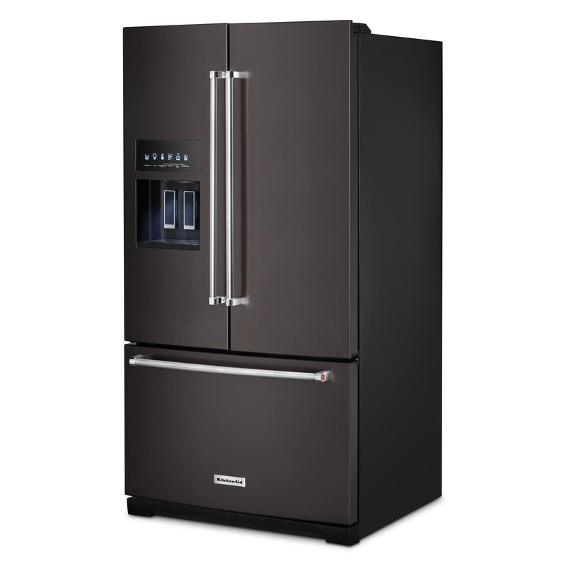  KitchenAid French 3-Door Refrigerator with External Water and Ice Dispensing System KRFF577KBS IMAGE 4