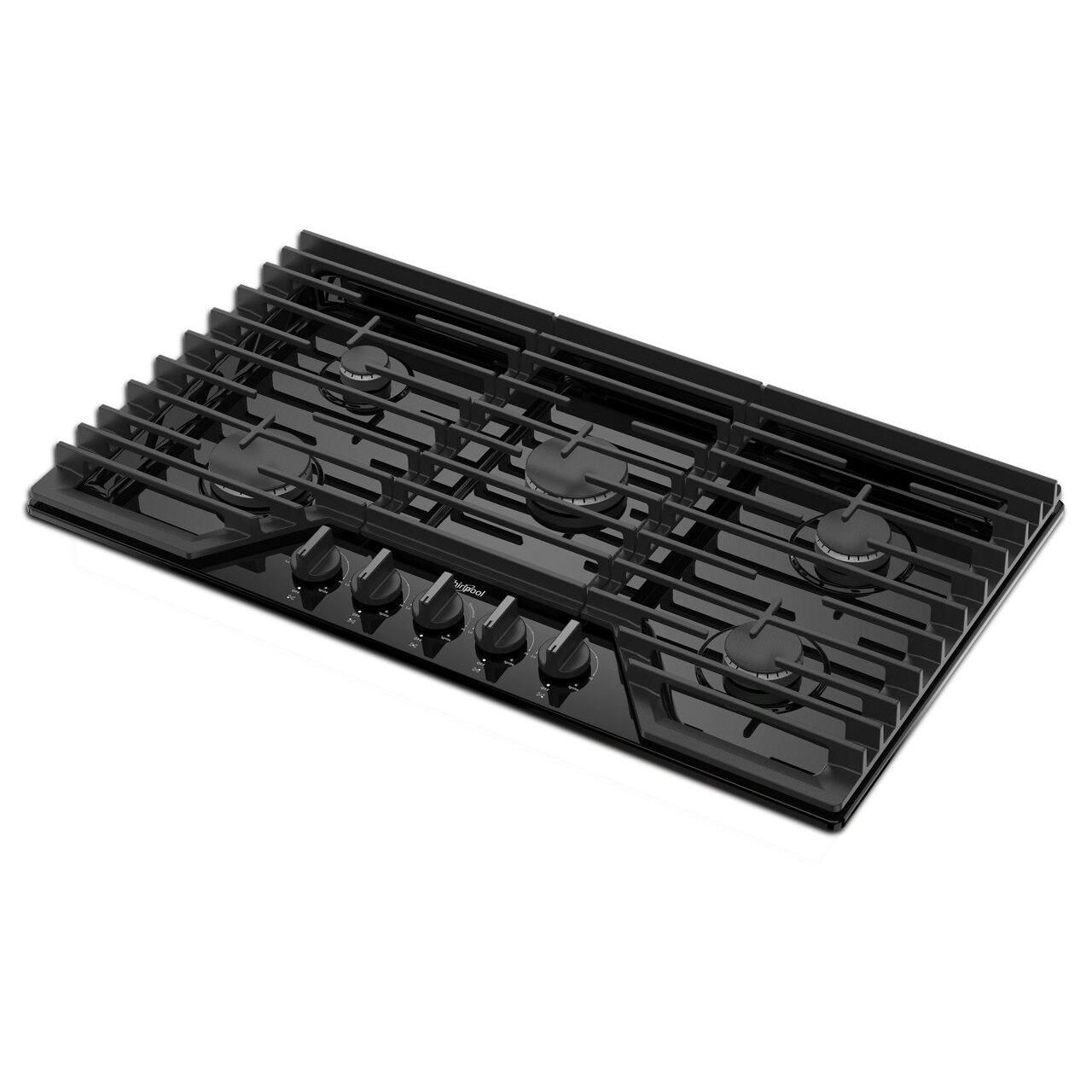  Whirlpool 36-inch Built-in Gas Cooktop with EZ-2-Lift™ Hinged Cast-Iron Grates WCGK5036PB IMAGE 2