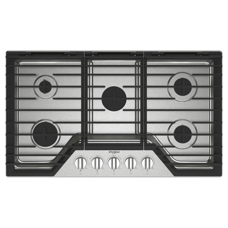  Whirlpool 36-inch Built-in Gas Cooktop with EZ-2-Lift™ Hinged Cast-Iron Grates WCGK5036PS IMAGE 1